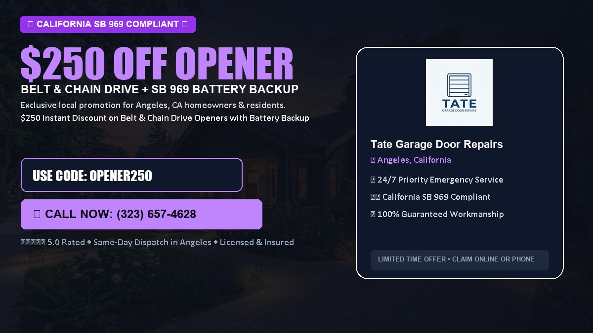 $250 OFF Smart Garage Door Opener Installation (Belt & Chain Drive with California SB 969 Battery Backup) in Angeles, CA