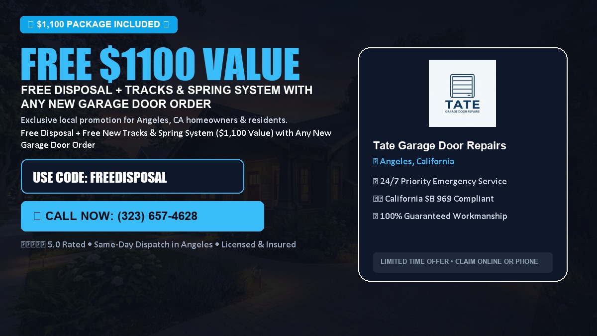 Free Disposal + Free New Tracks & Spring System with Any New Garage Door Order ($1100 Value) in Angeles, CA
